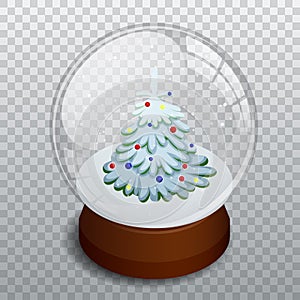 Isometric Merry christmas transparent glass ball