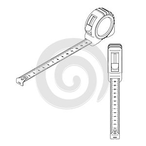 Isometric Metal Measuring Tape in Outline Style