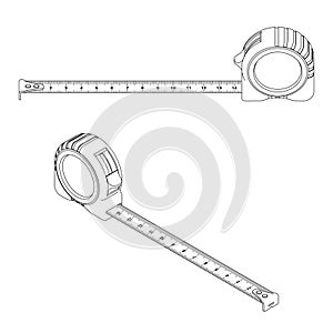 Isometric Metal Measuring Tape in Outline Style