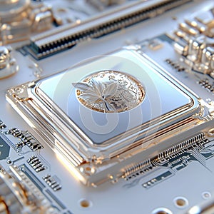 Isometric Microchip Blending Nature and Tech