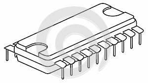 Isometric microchip processor, advanced computing hardware, vector design Generative AI