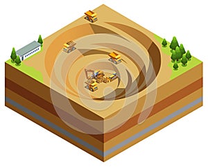 Isometric Mining Industry Concept