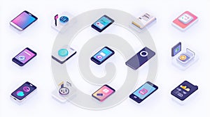 Isometric Mobile App Icons