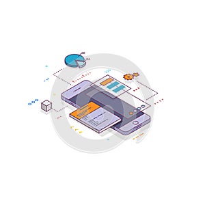 Isometric mobile phone line style