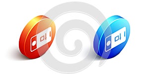 Isometric Mobile phone with record frame camera icon isolated on white background. Mobile app application. Photo and