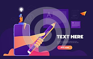 Isometric Mobile report analysis tool app flat 3d. business concept web vector illustration. Businesswoman analytic the