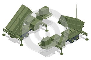 Isometric Mobile surface-to-air missile or anti-ballistic missile system MIM-104 Patriot. American surface-to-air photo