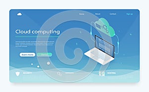 Isometric modern cloud technology and networking concept.