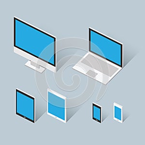 Isometric modern computer set vector illustration