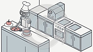 Isometric modern kitchen interior home design culinary space, vector design Generative AI