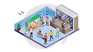 Isometric Modern Office: Collaborative Work Environment, vector design Generative AI