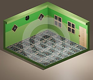 Isometric Moslim Prayer Room Art 3d Rendering