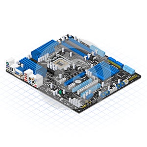 Isometric Motherboard Vector Illustration photo