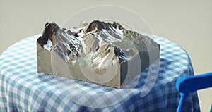 Isometric mountain on table . Wanderlust and adventure concept