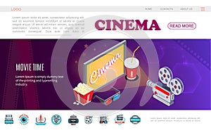 Isometric Movie Time Web Page Template