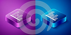 Isometric Music equalizer icon isolated on blue and purple background. Sound wave. Audio digital equalizer technology