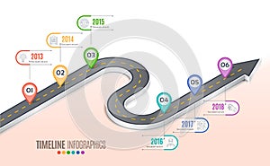 Isometric navigation map infographic 6 steps timeline concept