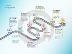 Isometric navigation map infographic 8 steps timeline concept. photo