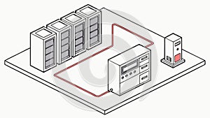 Isometric Network Security, Server Protection, Cloud Computing, vector design Generative AI