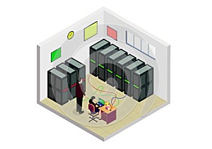 Isometric network server room