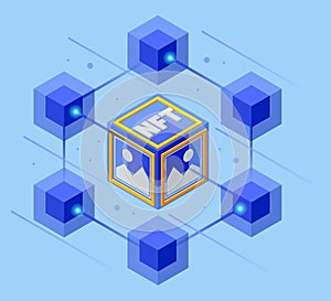 Isometric NFT Non-fungible token is a unique and non-interchangeable unit of data stored on a digital ledger blockchain