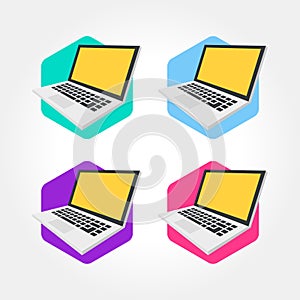 Isometric notebook, laptop design icon illustration