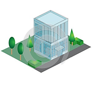 Isometric Office Building and Icon