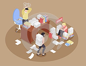 Isometric Office Chaos Composition