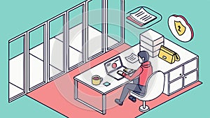 Isometric Office Cubicles, Collaborative Workspace Design, vector design Generative AI