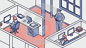 Isometric Office Cubicles Productive Workspace Environment, vector design Generative AI