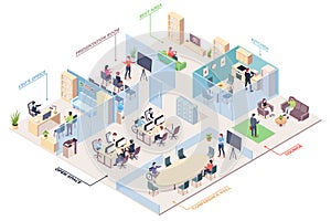 Isometric office design. Business center plan