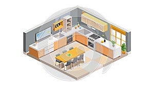 Isometric Office Environment with Desks and Computers, vector design Generative AI
