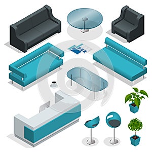 Isometric office furniture collection