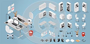 Isometric Office Furniture Kit