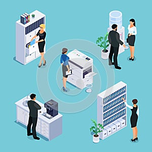 Isometric office life concept.
