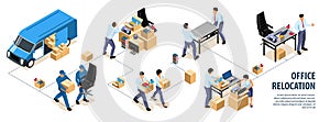 Relocate Office Isometric Infographics
