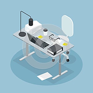 Isometric Office Personal Workspace Illustration