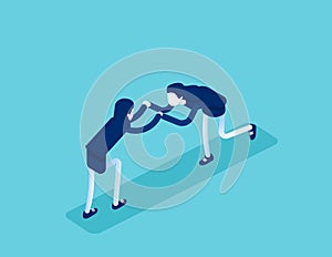 Isometric office workers to fight. Concept business conflict at work vector illustration, Business discord, Isometric  flat