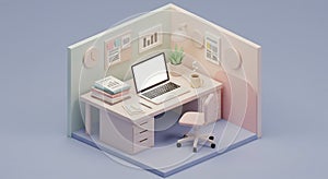 Isometric Office Workspace Illustration