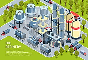 Isometric Oil Plant Background