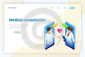 Isometric Online Medical Consultation. Health care Concept. Health Insurance, Online Prescription. Online diagnosis