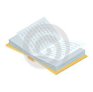 Isometric open book in light colors. Education and reading concept vector illustration