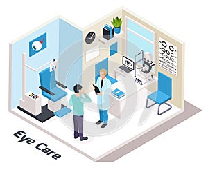 Isometric Ophthalmologists Office Composition