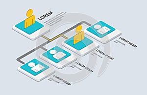 Isometric organization and sturcture concept. flat 3d organization pop-up from ground. vector illustration