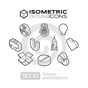 Isometric outline icons set 33