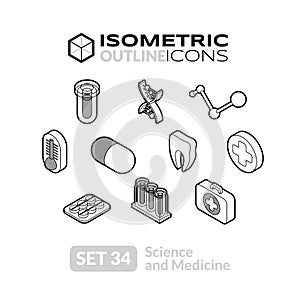 Isometric outline icons set 34