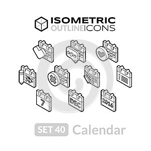 Isometric outline icons set 40