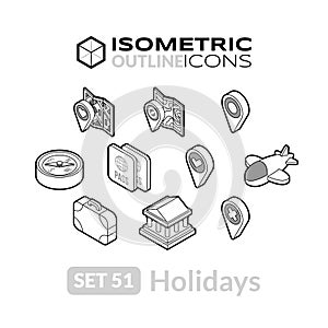 Isometric outline icons set 51