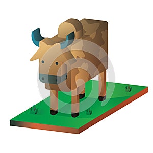Isometric ox. Vector illustration decorative design