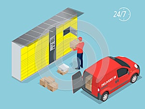 Isometric Parcel Delivery Lockers. Self-service. Express Delivery. This service provides an alternative to home delivery